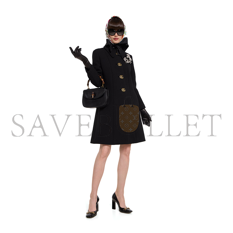 GUCCI WOOL NATTÉ COAT WITH DOUBLE G BUTTON 860471 GUCCI WOOL NATTÉ COAT WITH DOUBLE G BUTTON 860471
